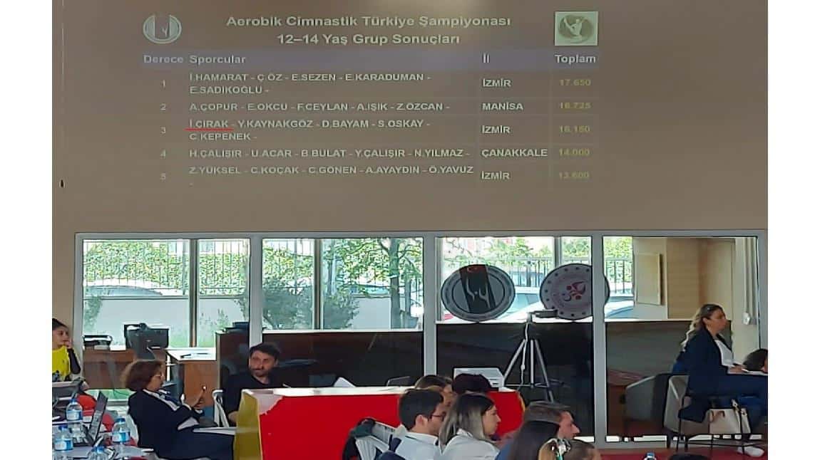 Türkiye Şampiyonası Aerobik Jimnastik 5li Guruplarda Okulumuz 7F Sınıf Öğrencisi İrem Çırak 3.Olmuştur. Kendisini Tebrik Ediyoruz...